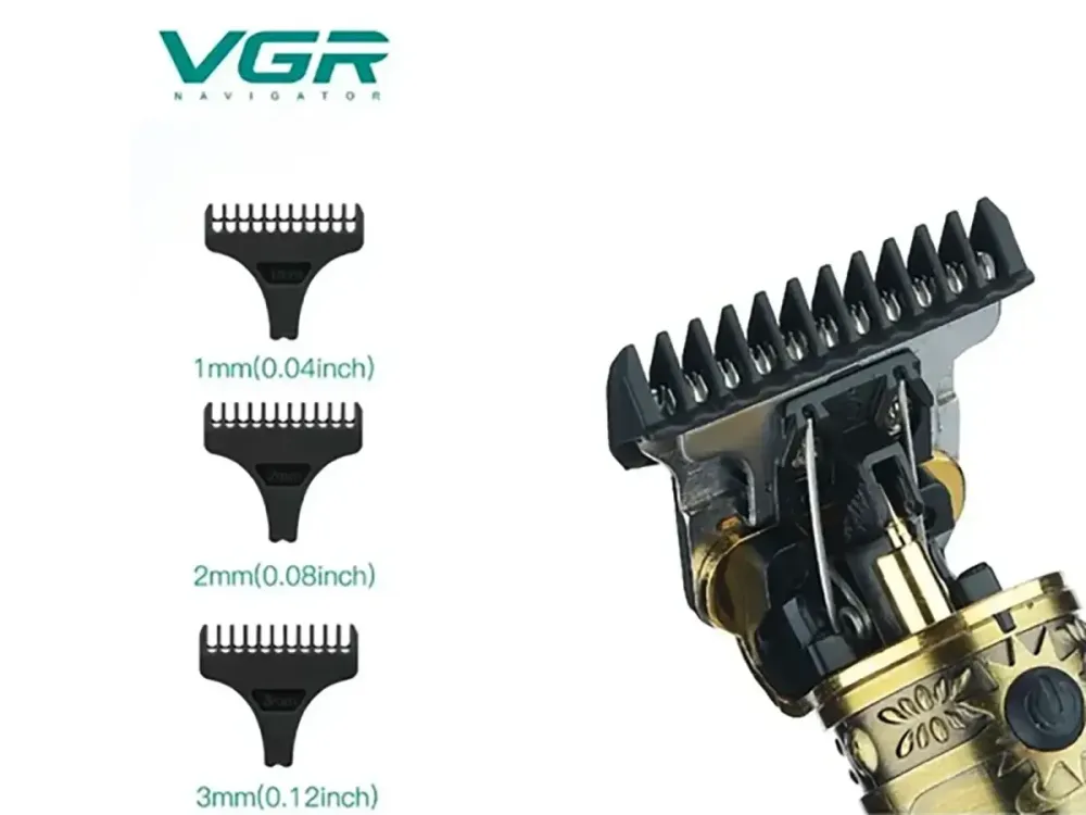 Тример акумуляторний VGR V-085 USB, машинка для стрижки волосся та бороді, T-лезо, 3 насадки, 1500 мАг Одеса - фото 5