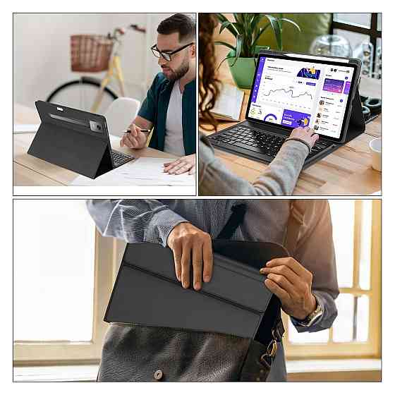 Чохол-клавіатура для Lenovo Idea Tab Pro 12.7 2025 чорний QWERTZ Bluetooth з тримачем для стилуса Київ