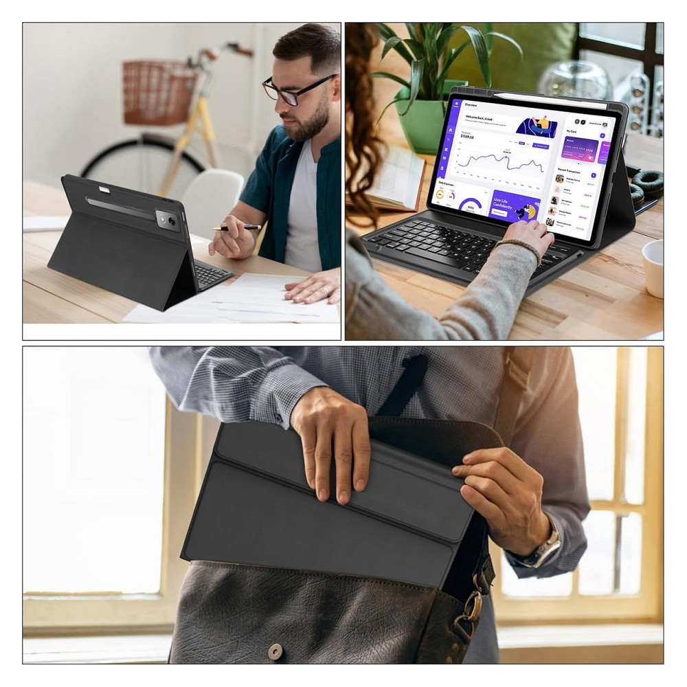 Чохол-клавіатура для Lenovo Idea Tab Pro 12.7 2025 чорний QWERTZ Bluetooth з тримачем для стилуса Київ - фото 4