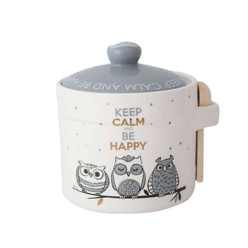 Ємність для меду Совушки 420мл d10см/h8,5см з дерев'яною ложкою S&T Житомир - изображение 3