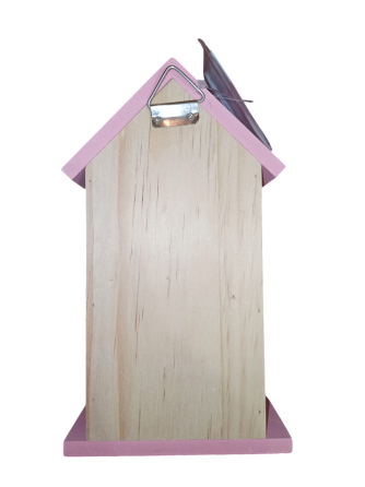 Деревяный домик для птиц с навесом 20х12.2х12.2 см с креплением для подвешивания Германия розовый Киев