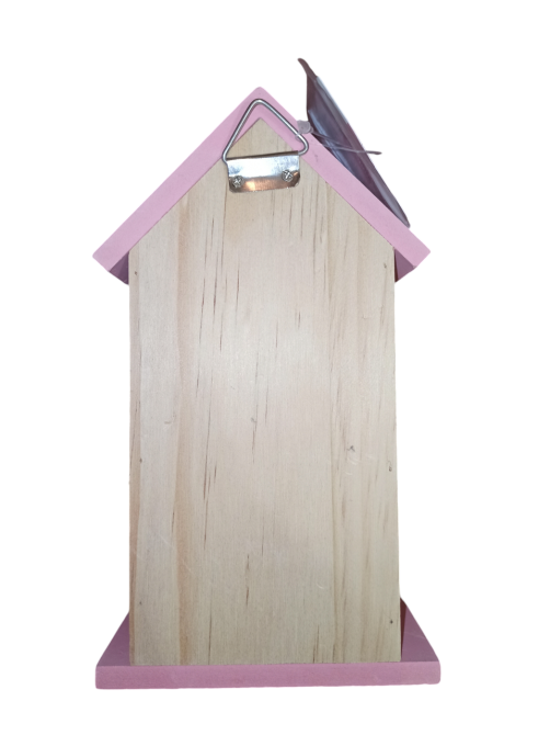 Деревяный домик для птиц с навесом 20х12.2х12.2 см с креплением для подвешивания Германия розовый Киев - изображение 3