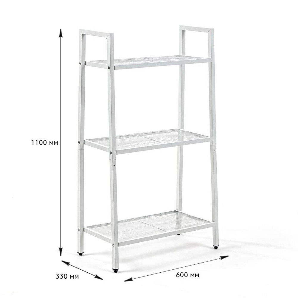 Стеллаж-этажерка трехъярусный из металла 60х33х110см Белый SW-00002103 Днепр - изображение 3