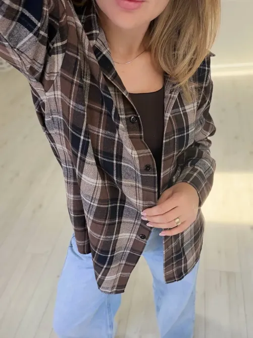 Женская фланелевая рубашка в клетке с свободной посадкой 42-60 Одесса - изображение 11