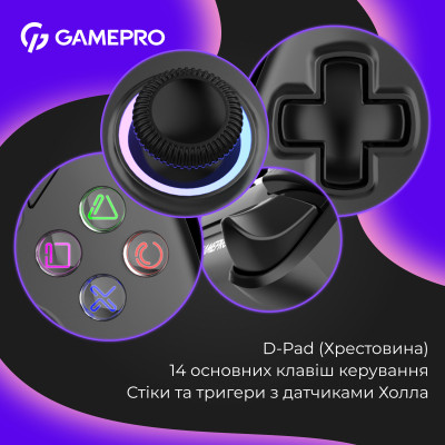 Геймпад GamePro 2.4G/BT 5.1/USB (Switch/PC/PS/iOS/Android) RGB Black (GPS20B) Вінниця - фото 11