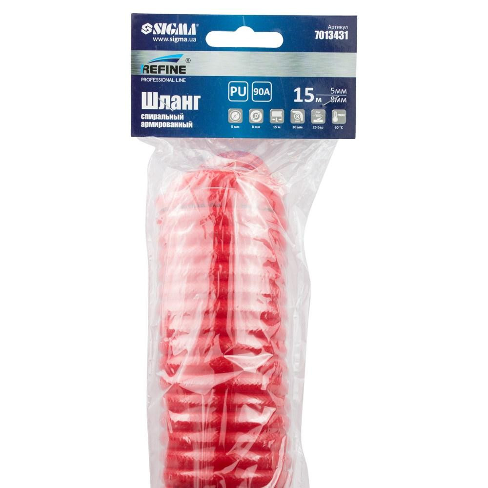 Шланг спіральний поліуретановий (PU) армований 15 м 5.5 х 8 мм REFINE (7013431) Київ - фото 4