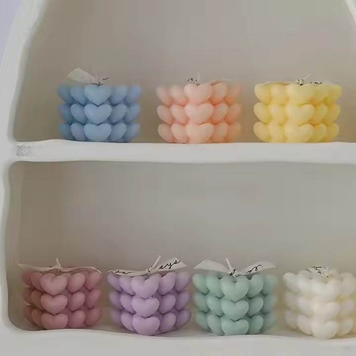 Свічка ароматична "Кубик сердець" ручної роботи у фіолетовому кольорі Кам'янець-Подільський - фото 3