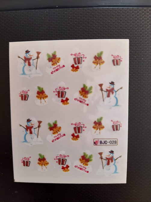 Наклейки на ногти снеговики - размер наклейки 5*6см, инструкция есть в описании товара Киев - изображение 2