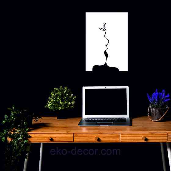 Декоративне настінне 3D Панно «Силует пари», Декор на стіну з об'ємом 110*79 см, Білий Київ