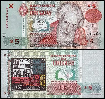 Uruguay Уругвай - 5 Pesos 1998 UNC serie A Полтава - фото 1