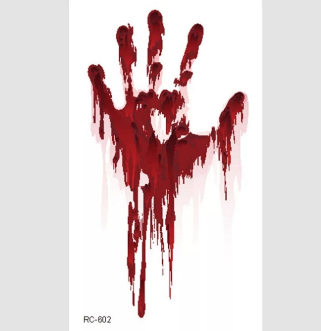 Тимчасове тату для Хелловіну Кроваві сліди 10 на 6 см червоний Київ - фото 2