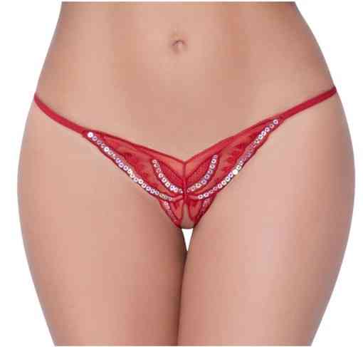 Труси з розрізом та паєтками one size червоний Київ