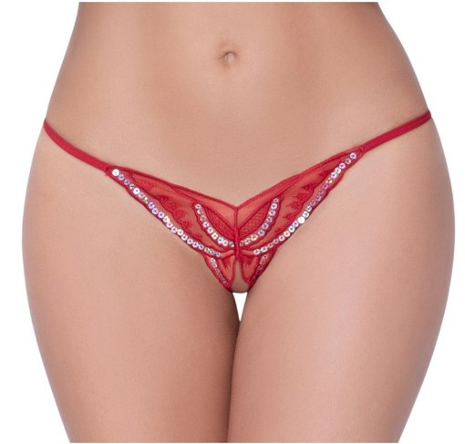 Труси з розрізом та паєтками one size червоний Київ - фото 1