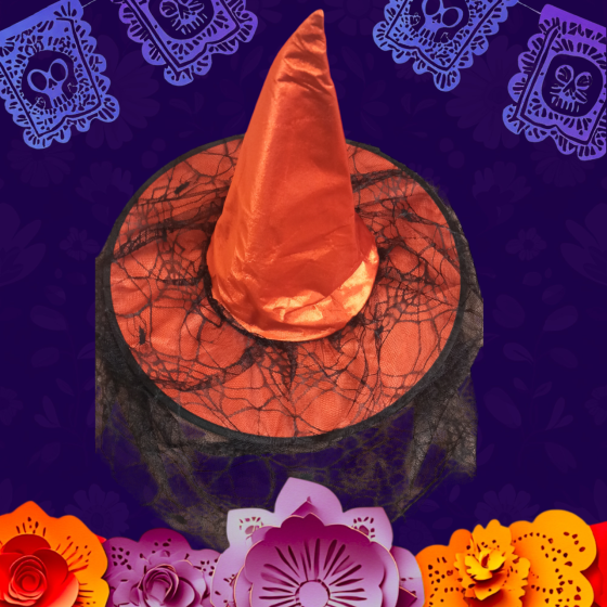 Червоний капелюх Відьми з чорною вуаллю на Хелловін Київ