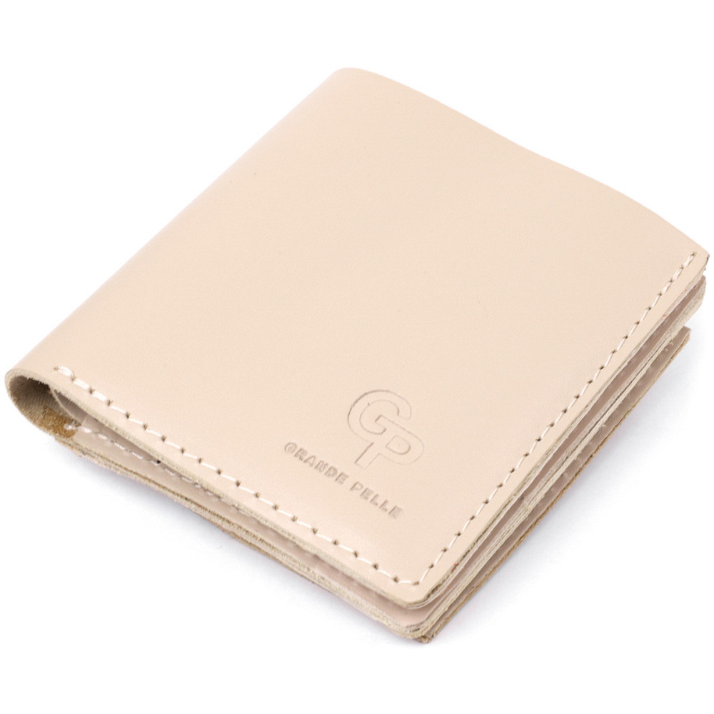 Оригинальное женское портмоне с монетницей Бежевый (GRANDE PELLE) Киев - изображение 5