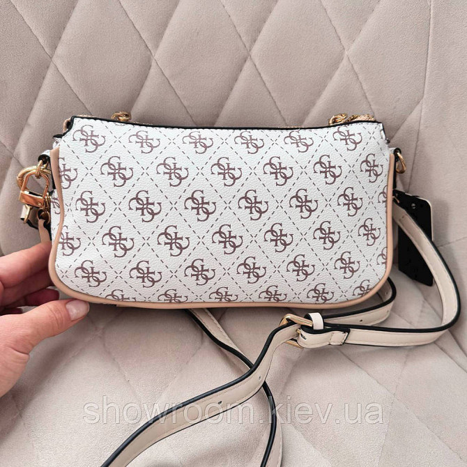 Женская сумочка с органайзером на плечо Guess (1211) белая Киев - изображение 7