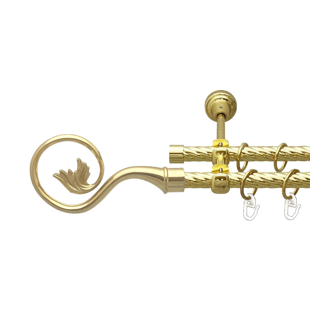 Карниз Orvit Ніка металевий дворядний відкритий скручена труба кільце металеве Золото 16\16 мм 200 см (00-00024965) Львів - фото 1