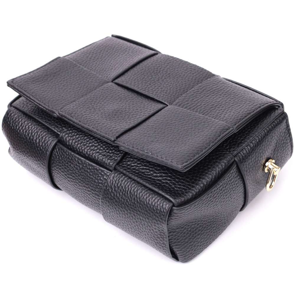 Классическая вечерняя сумка для женщин с переплетами из натуральной кожи Vintage 22313 Черная Киев - изображение 3