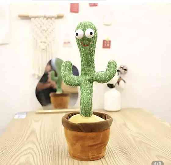 Танцюючий Кактус іграшка м'яка , зелений, розмір 35см на 12 см, (батарейки в комплект не входять)) Київ