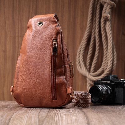 Сумка Vintage Жіноча через плече з отвором для навушників з екошкіри Руда (22789) Вінниця - фото 6