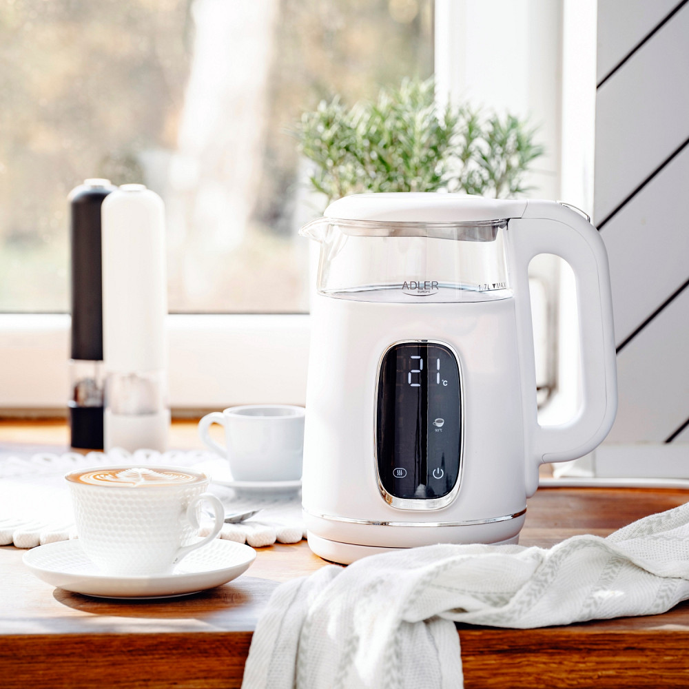 Електрочайник Adler AD 1305 white silver 1850-2200Вт/ 1.7л/ скло/ встановлення температури/ Вінниця - фото 12