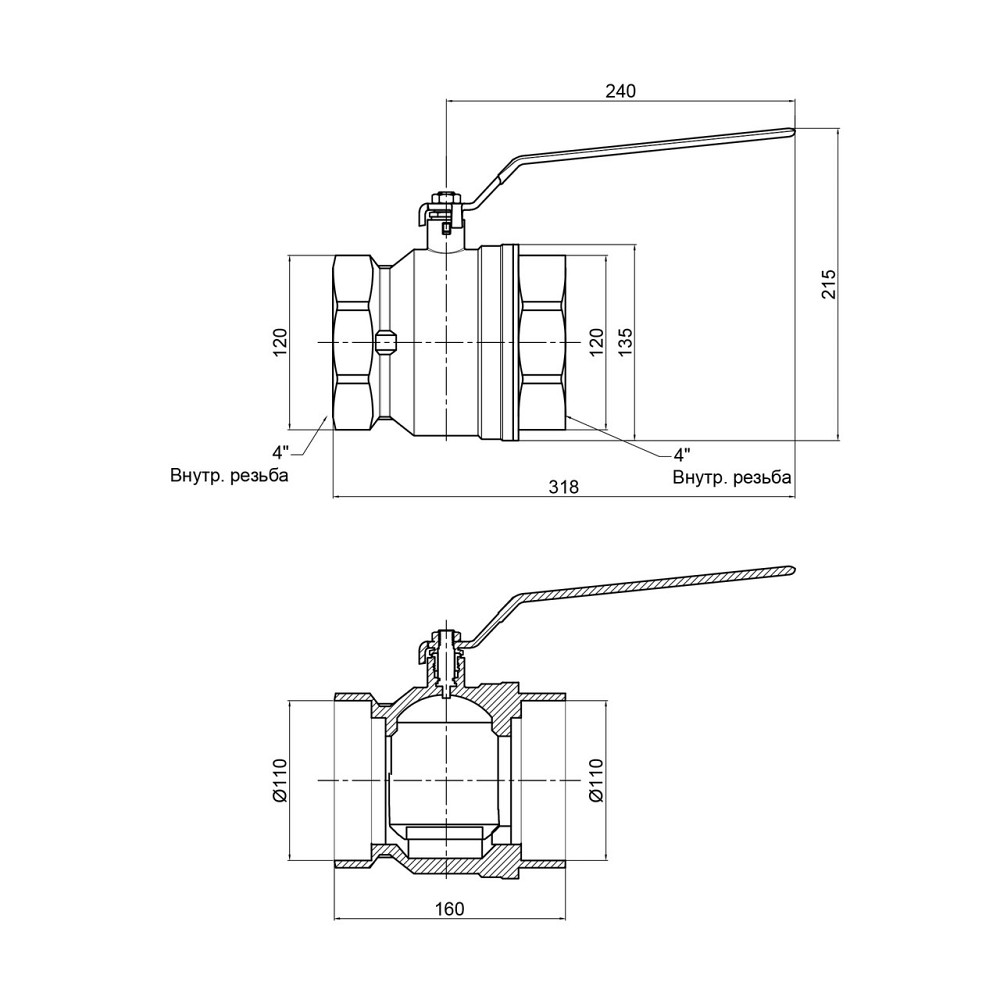 Кран кульовий Thermo Alliance Base 4" ВР для води (важіль) SD600W100 Київ - фото 2