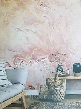 Обои виниловые Grandeco One roll one motif 1.59x2.8 панно мурал 3д абстракция под камень розовые коричневые Киев