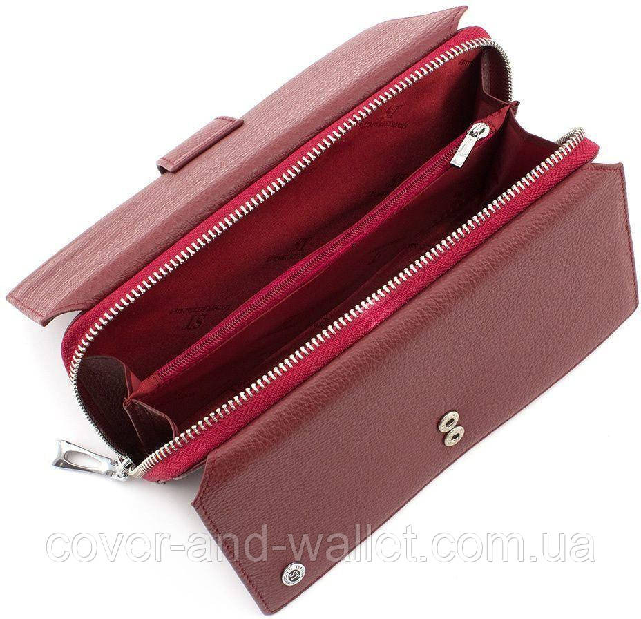 Великий шкіряний жіночий гаманець червоного кольору ST 228 Київ - фото 5