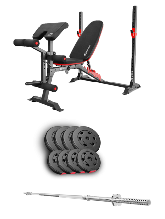 Набір Hop-Sport Premium 39кг з лавою HS-1095 та штангою Киев