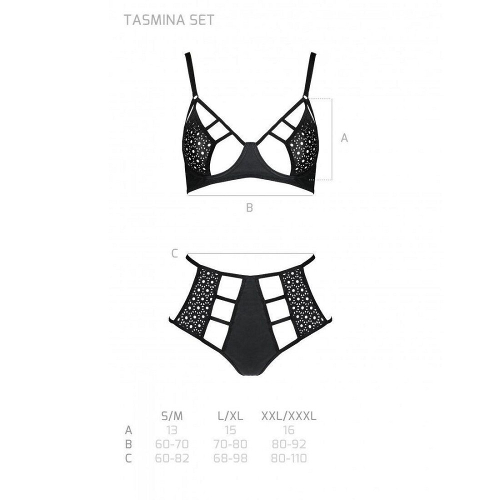 Розпродаж!!! Комплект з екошкіри Passion Tamaris Set black L/XL, бюстгальтер та трусики Sex Aura Київ - фото 5