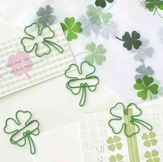 Набір скріпок у формі конюшини 10 шт, металеві декоративні скріпки для паперу, кліпси для планера та щоденника Київ