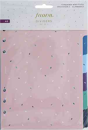 Роздільники пластикові Filofax Garden A5 6 шт 6 отворів двосторонні кольорові з квітковим малюнком рожеві Київ