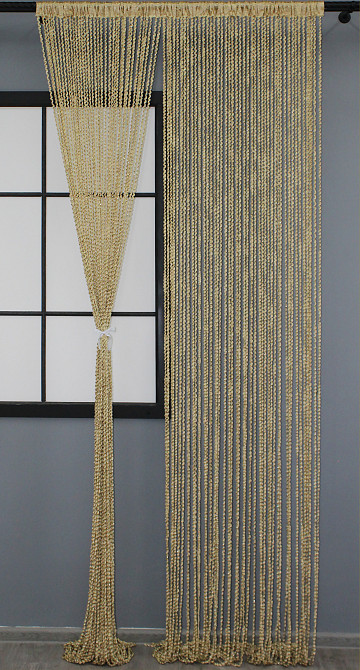 Шторы-нити спираль с люрексом Бежевый 300х300см 1 шт (61-058) Киев - изображение 2