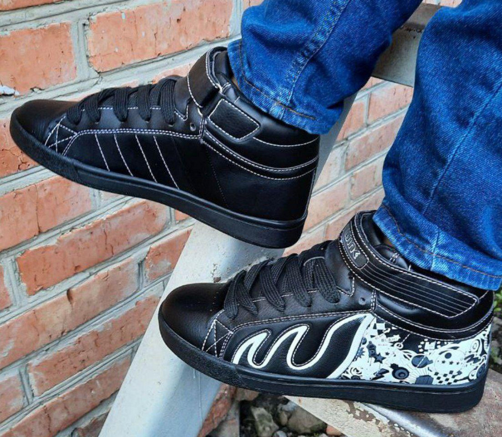 -Кроссовки Черные Высокие Мужские (размеры: 41,42,43,44,45) - 33-4 Днепр - изображение 2