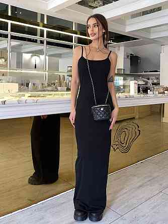 Женское трендовое моделирующее макси платье на бретелях плотный турецкий рубчик Одесса