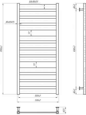 Полотенцесушитель водяной Mario INOX Санти 1170х530/500 Киев