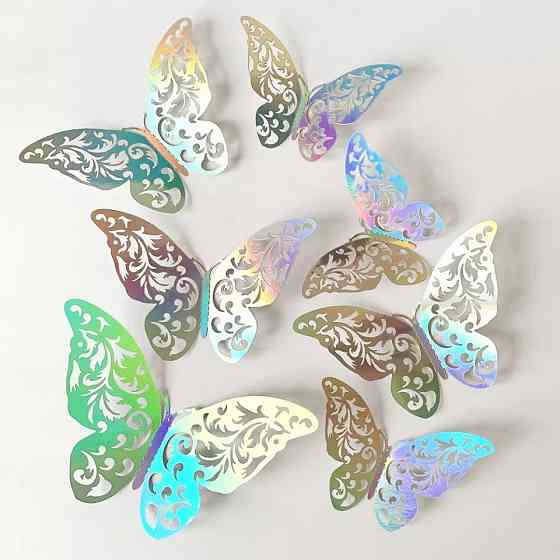 Метелики для прикрас декоративні 12 штук сріблясто-перламутровий Київ