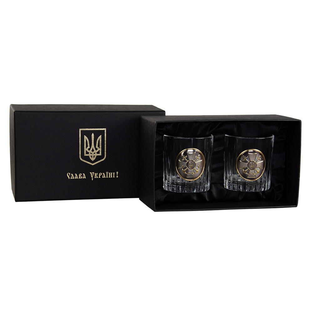 Набор хрустальных бокалов для виски Штаб ВМС Boss Crystal (2 бокала) декорирован серебром и золотом Киев - изображение 1