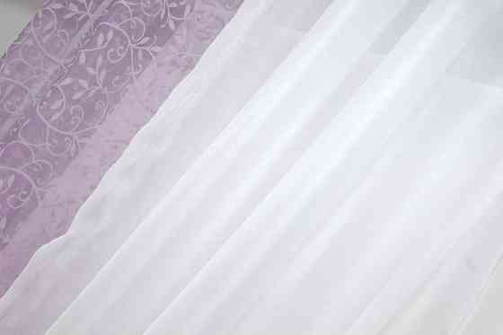 Кухонные шторки VR-Textil № 083к с подвязками сиреневый с белым 260х170 см (52-0424) Киев