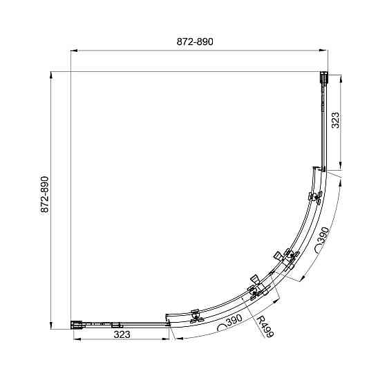 Душевая кабина раздвижная, полукруглая Line ARC 900*900мм, хром, cкло 6м grape Киев