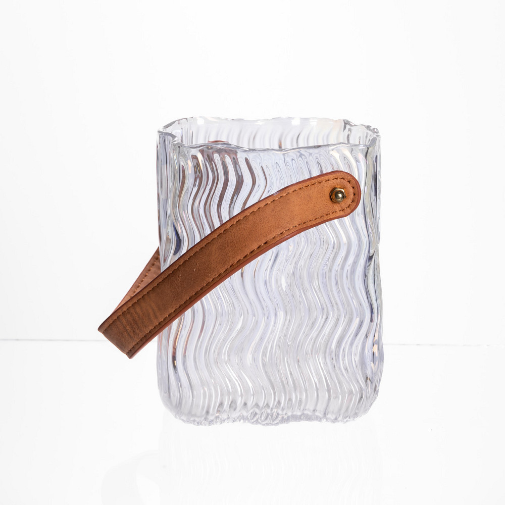 Ваза сумочка з ручкою 12×8.5×16 (см) декоративна скляна ваза для квітів 800 (мл) Прозорий HP-19-154-3 Коломия - фото 3