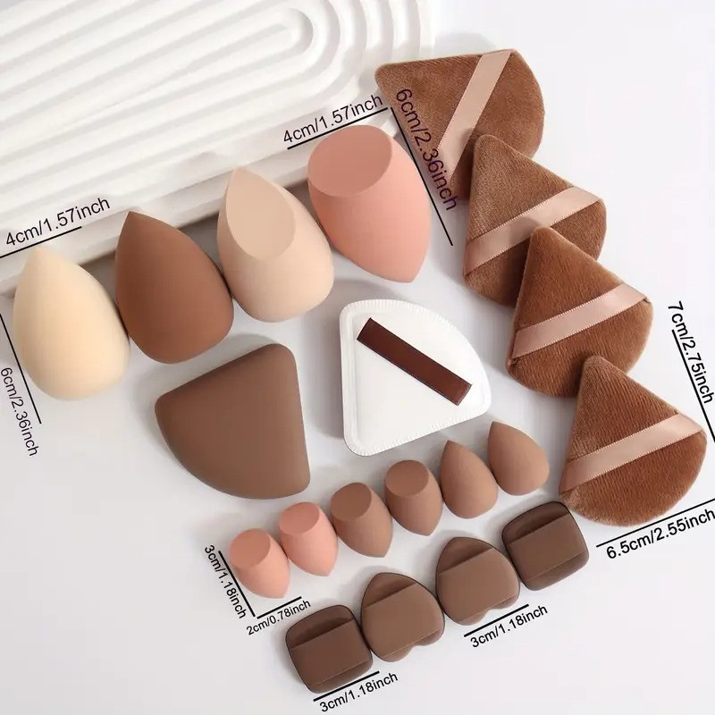 Набор спонжиков 20 шт бьюти блендер для нанесения макияжа цвет бежевый Каменец-Подольский - изображение 2