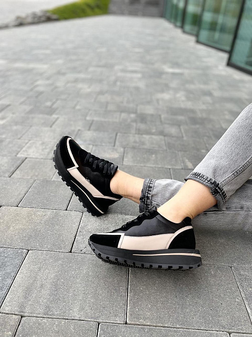 Olli Кросівки жіночі OLLI T-2-Атиа чорні+кофе (весна-осінь, шкіра натуральна) (4870) Коломыя - изображение 4