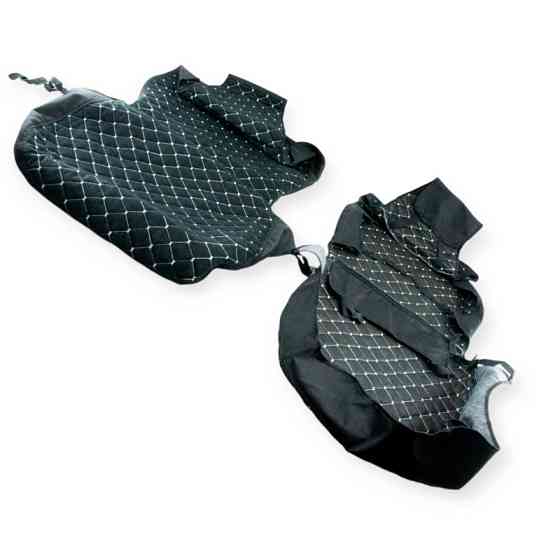 Накидки сидіння чорна (2шт) тканина ромб, біла нитка, закритий низ та торці люкс на Мукачево