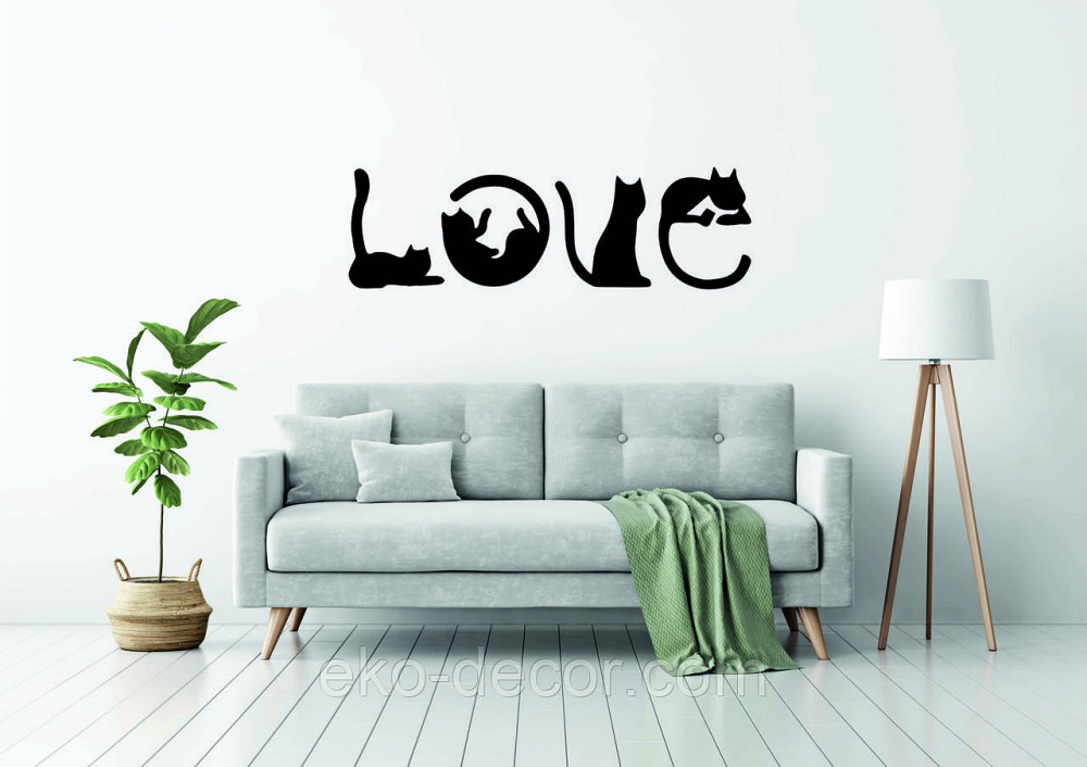 Декоративне настінне Панно «Коти - Love» Декор на стіну 50*165 см, Чорний Київ - фото 9