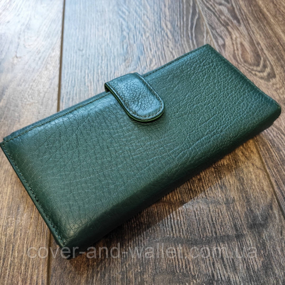 Зеленый женский кошелёк с отделом для визиток из натуральной кожи Marco Coverna Киев - изображение 5