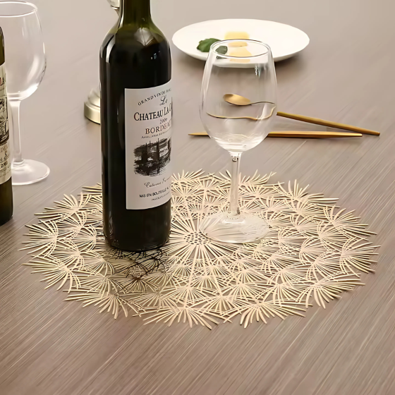 Сервировочная салфетка под горячее круглая, коврик сервировочный золотистый набор 2 шт Каменец-Подольский