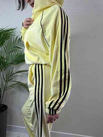 Женский стильный велюровый-плюшевый костюм двойка. Лимонный, 42/44 Одесса