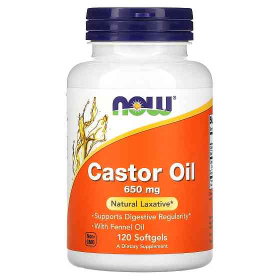 Касторовое масло, Castor Oil, NOW Foods, 650 мг, 120 гелевых капсул Луцьк