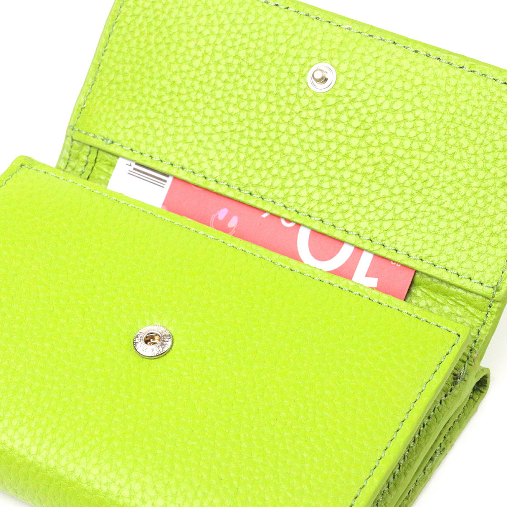 Молодежный стильный кошелек из натуральной кожи флотар CANPELLINI 21598 Салатовый Киев - изображение 5